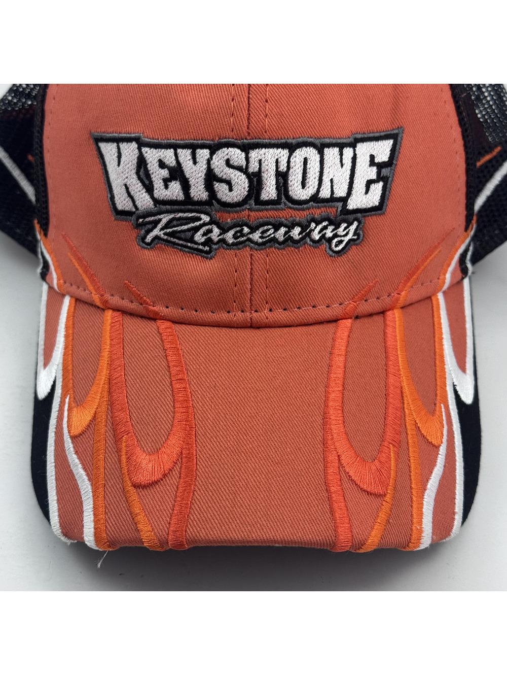 Keystone Raceway Hat Mesh Trucker Flame Embroidered OC Sports Red Black OSFM - Picture 2 of 7